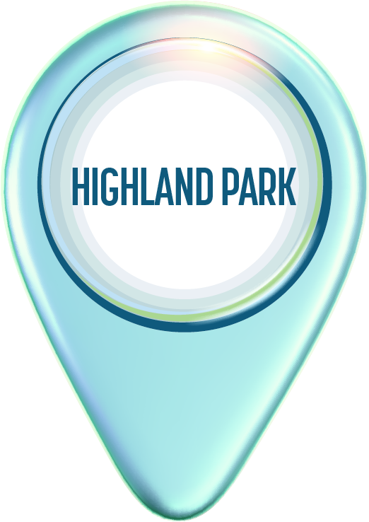 Light blue map marker with text