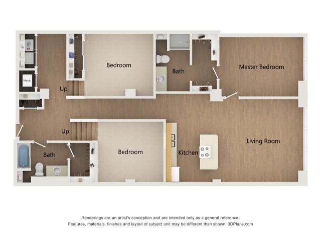 Stuart Hall Lofts Three Bedroom