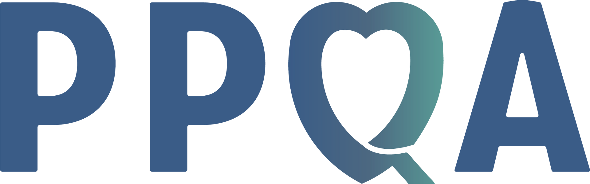 Logo voor PPQA met een hartvormig element dat van turquoise naar blauw verloopt en in de letter Q is verwerkt.
