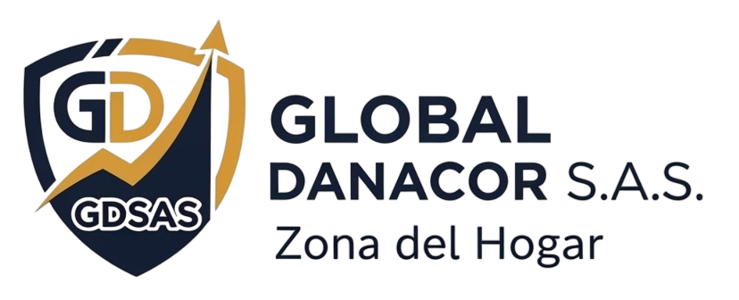 Logotipo para Global Danacor SAS con gráfico en forma de escudo y texto: 