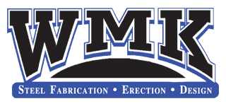 A logo for wmk steel fabrication erection and design