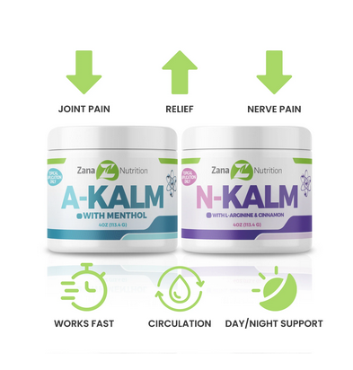 Bottles of A-KALM and N-KALM