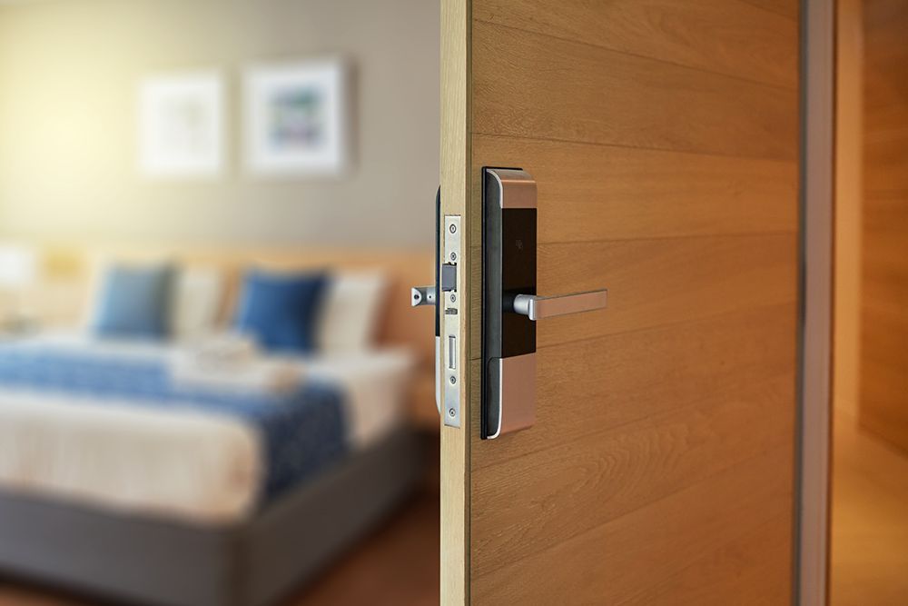 Smart Lock On Wooden Door