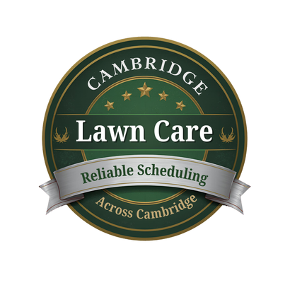 Cambridge Lawn Care truck parked at a service site