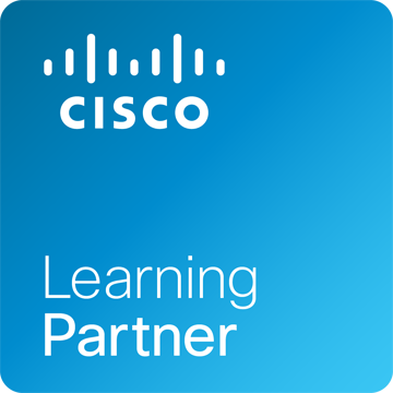 A cisco learning partner logo on a blue background