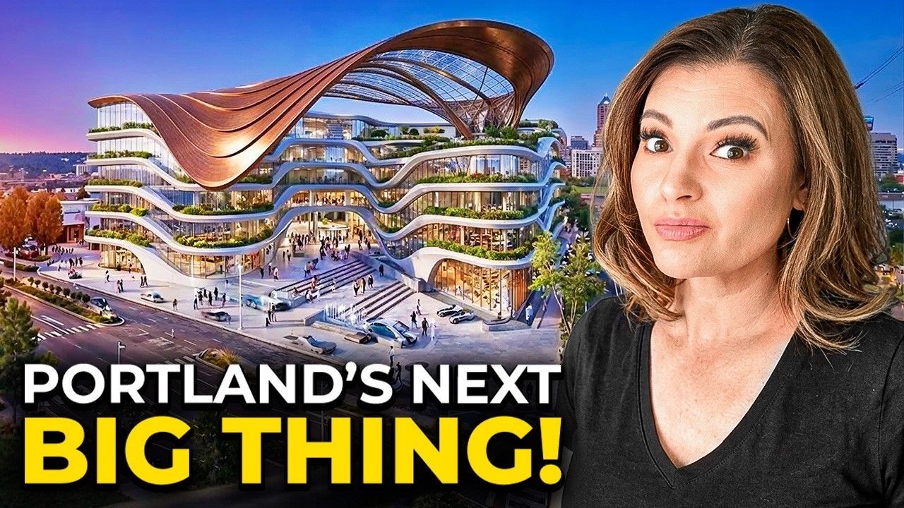 Thumbnail of Portland skyline with a futuristic building and woman; text reads “PORTLAND’S NEXT BIG THING!”