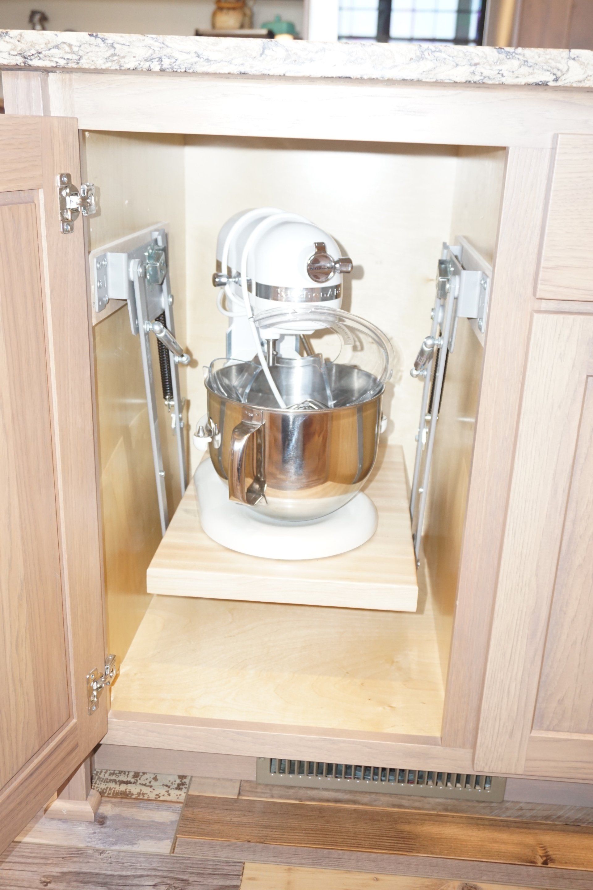 Base cabinet mixer lift.