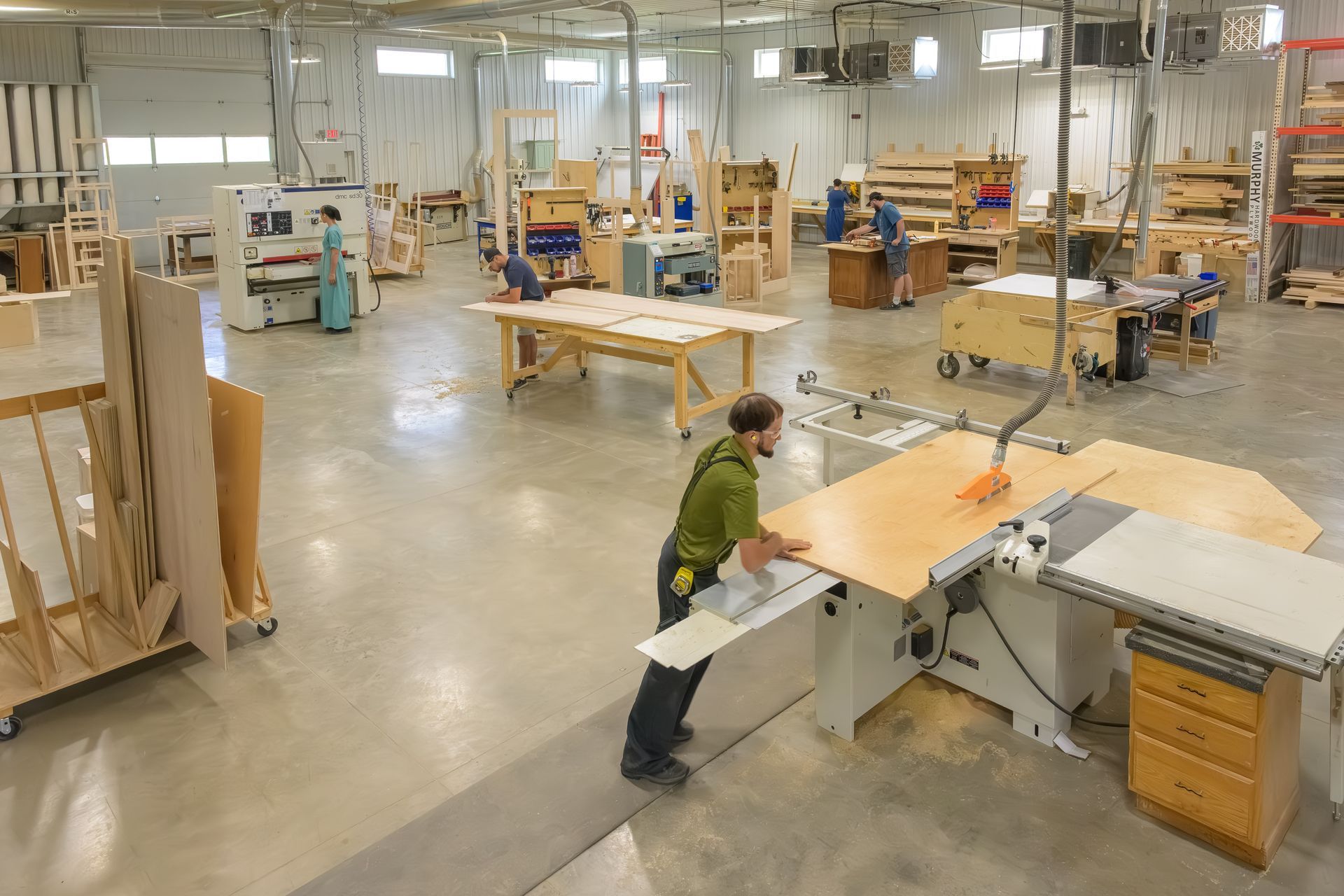 Interior view of Eicher Woodworking manufacturing facilities and shop floor.