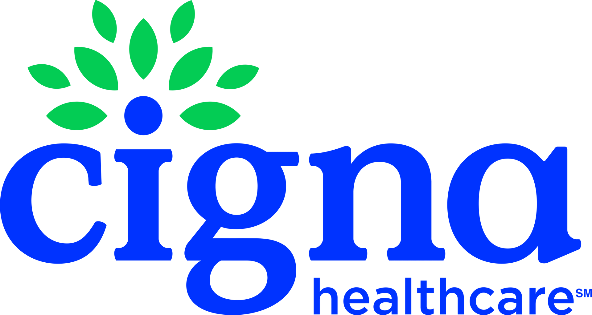 A blue and green logo for cigna healthcare