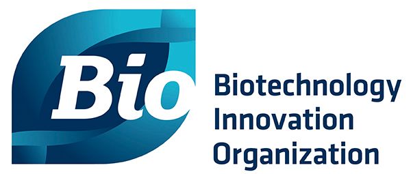 The logo for the biotechnology innovation organization is blue and white.