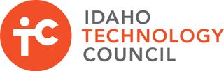 The logo for the idaho technology council is red and white.