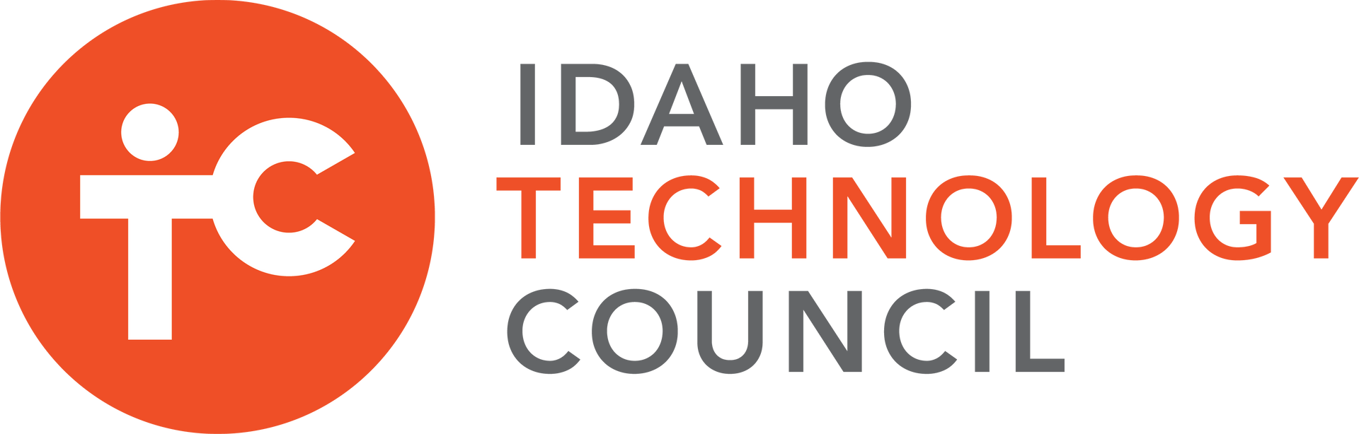 The logo for the idaho technology council is red and white.