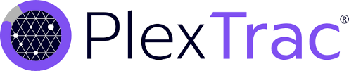 A plex trac logo with a purple circle in the middle