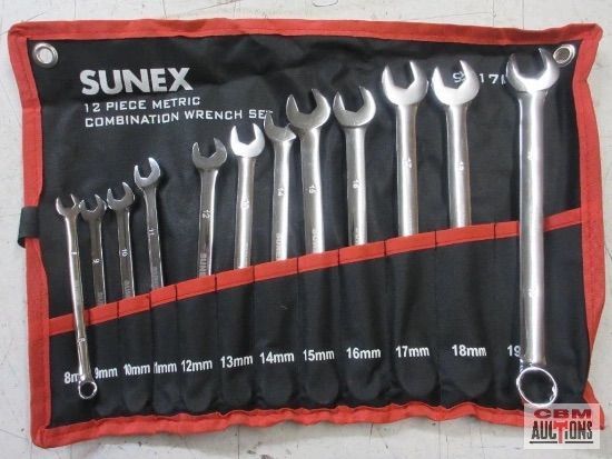 A bunch of wrenches in a sunex combination wrench set