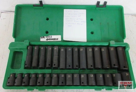 A set of black sockets in a green case