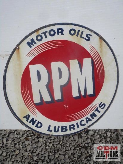A sign that says rpm motor oils and lubricants