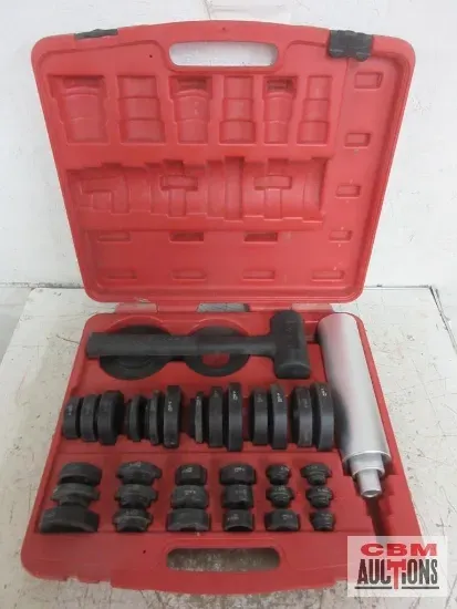 A white utility truck with a crane on top of it