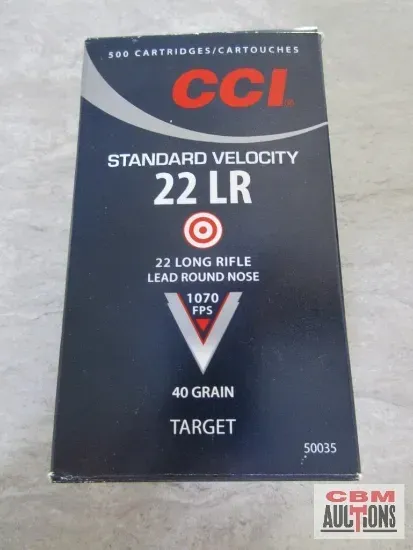 A box of cci standard velocity 22 lr bullets