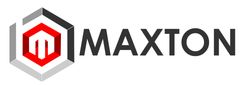 A logo for maxton with a hexagon in the middle