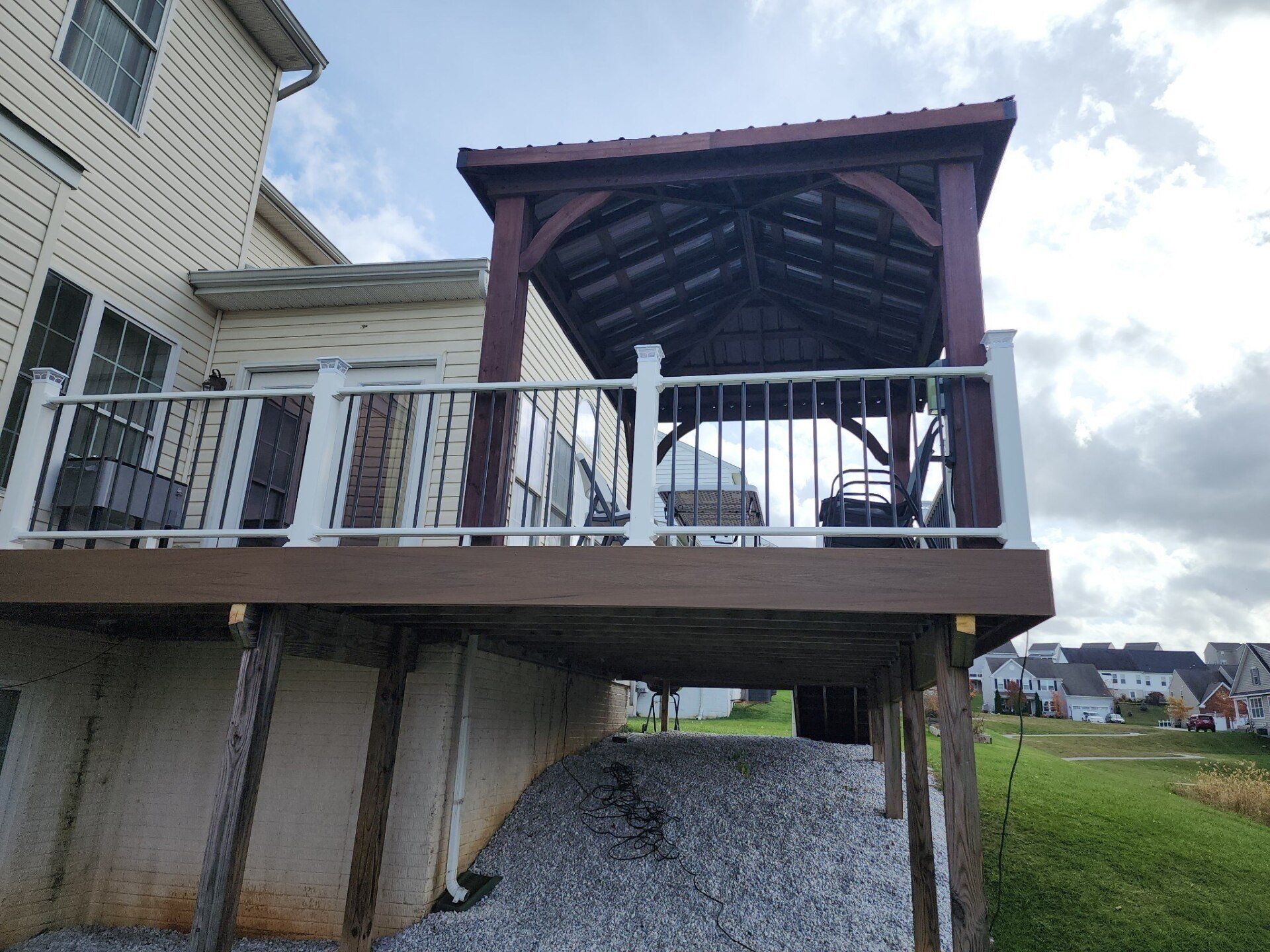 Brown & White Deck Railing — Red Lion, PA — Dallastown Roofing & Contracting