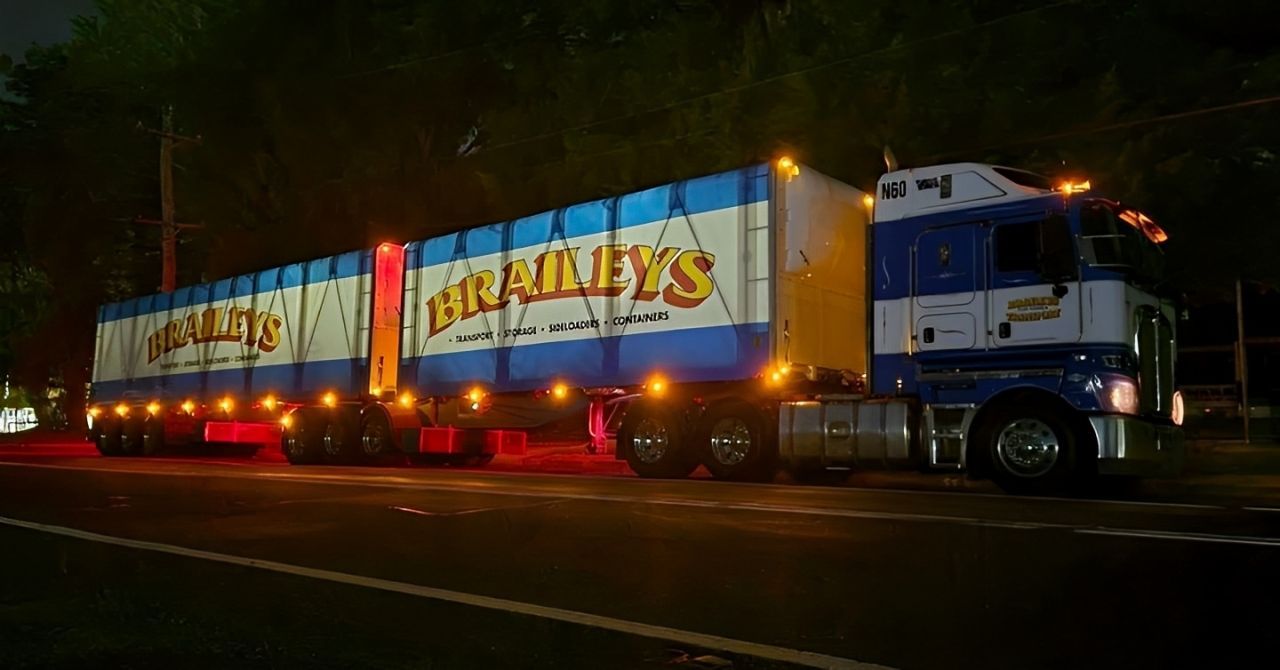 Braileys double trailer at night