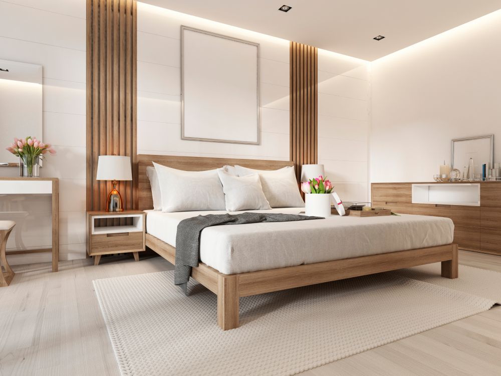 Modern Bedroom With a Wooden Bed — Original North Australian in Bowen, QLD