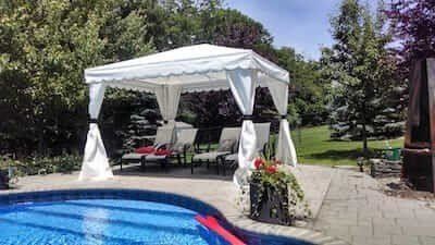 Awning Fx White In Pool - Glen Gardner, NJ - Canopy Erectors, Inc