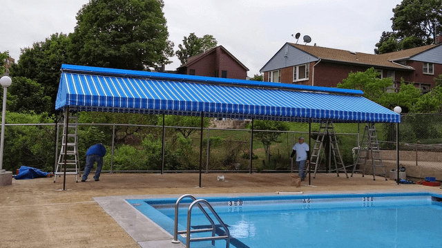Poolside Awning Fx - Glen Gardner, NJ - Canopy Erectors, Inc