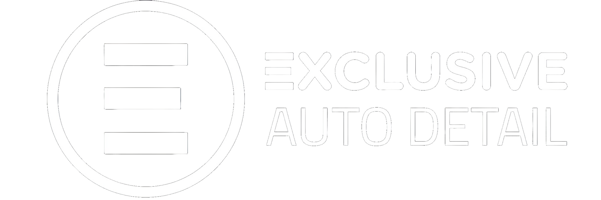 Logo for Exclusive Auto Detail. White text and design elements on a transparent background.