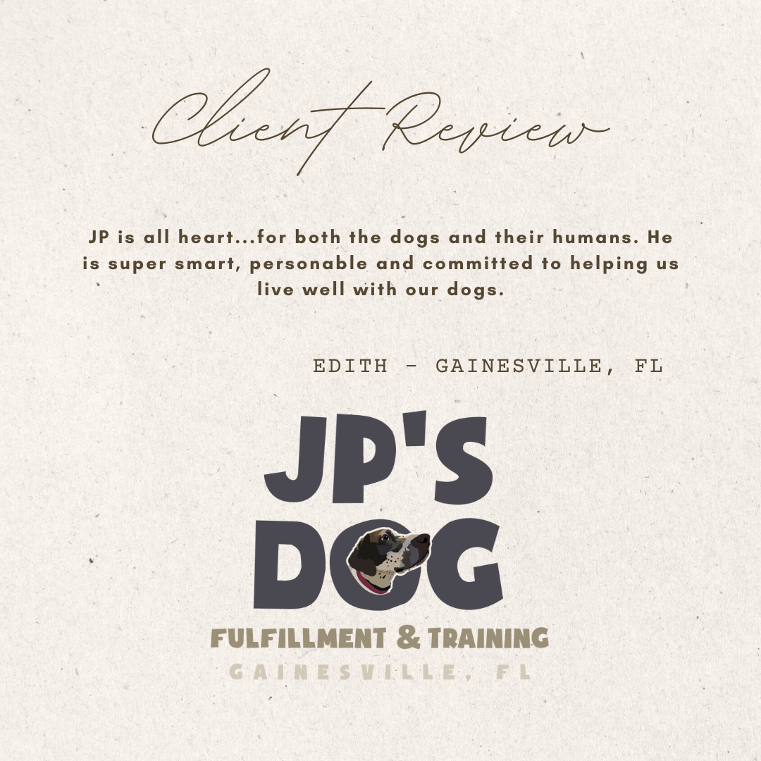A client review for jp 's dog fulfillment & training