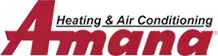 The logo for a company called amana heating and air conditioning