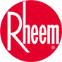 The rheem logo is in a red circle on a white background.