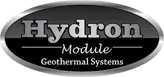 A black and white logo for hydron module geothermal systems.