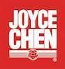 The joyce chen logo is on a red background.