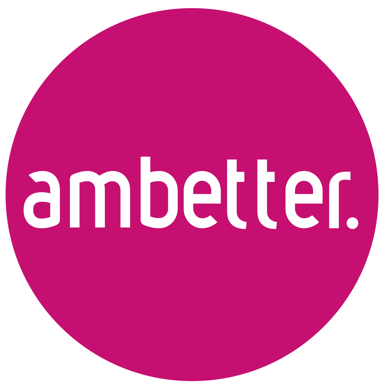 A pink circle with the word ambetter in white letters