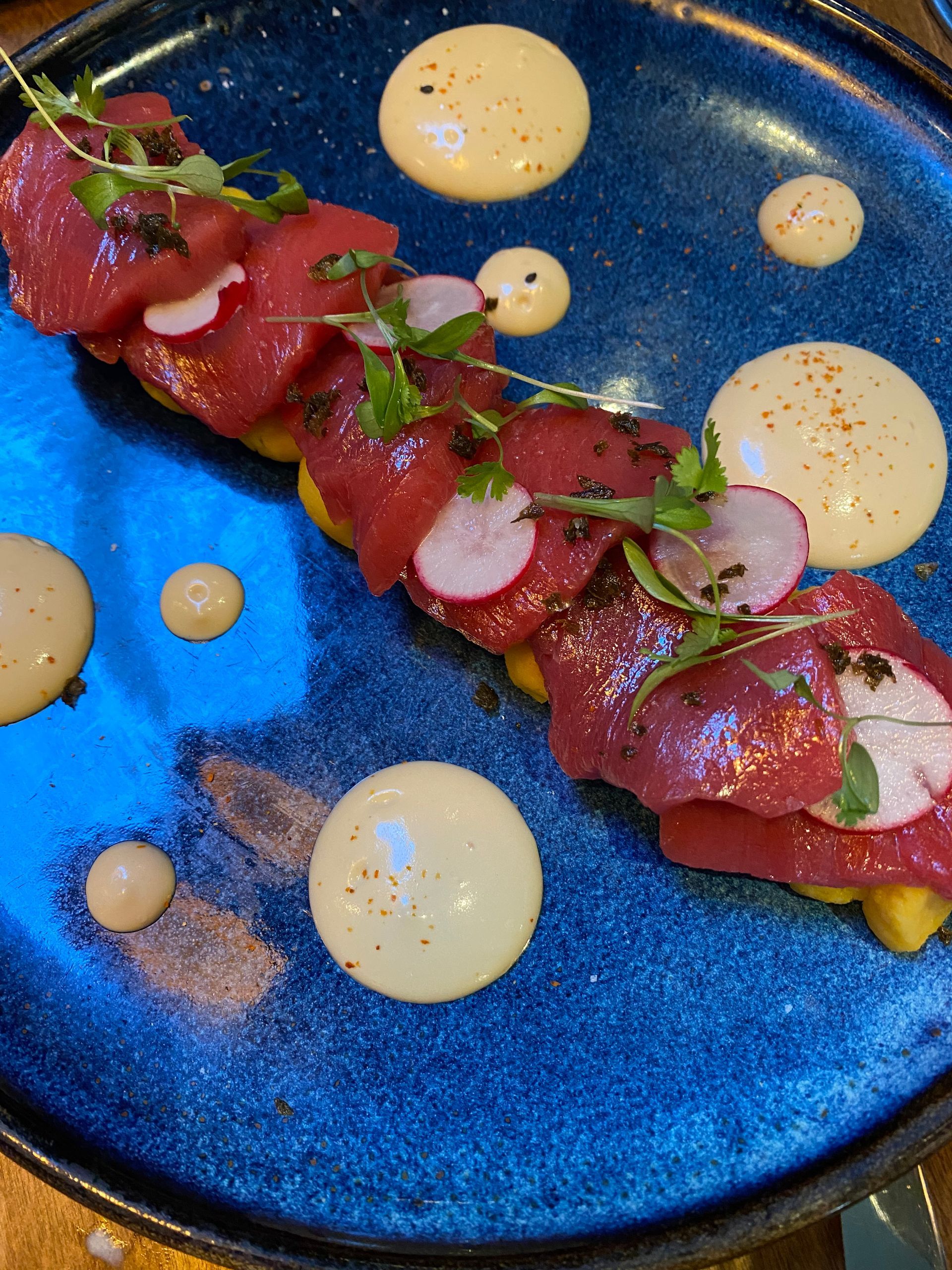 A close up of a plate of food on a table
