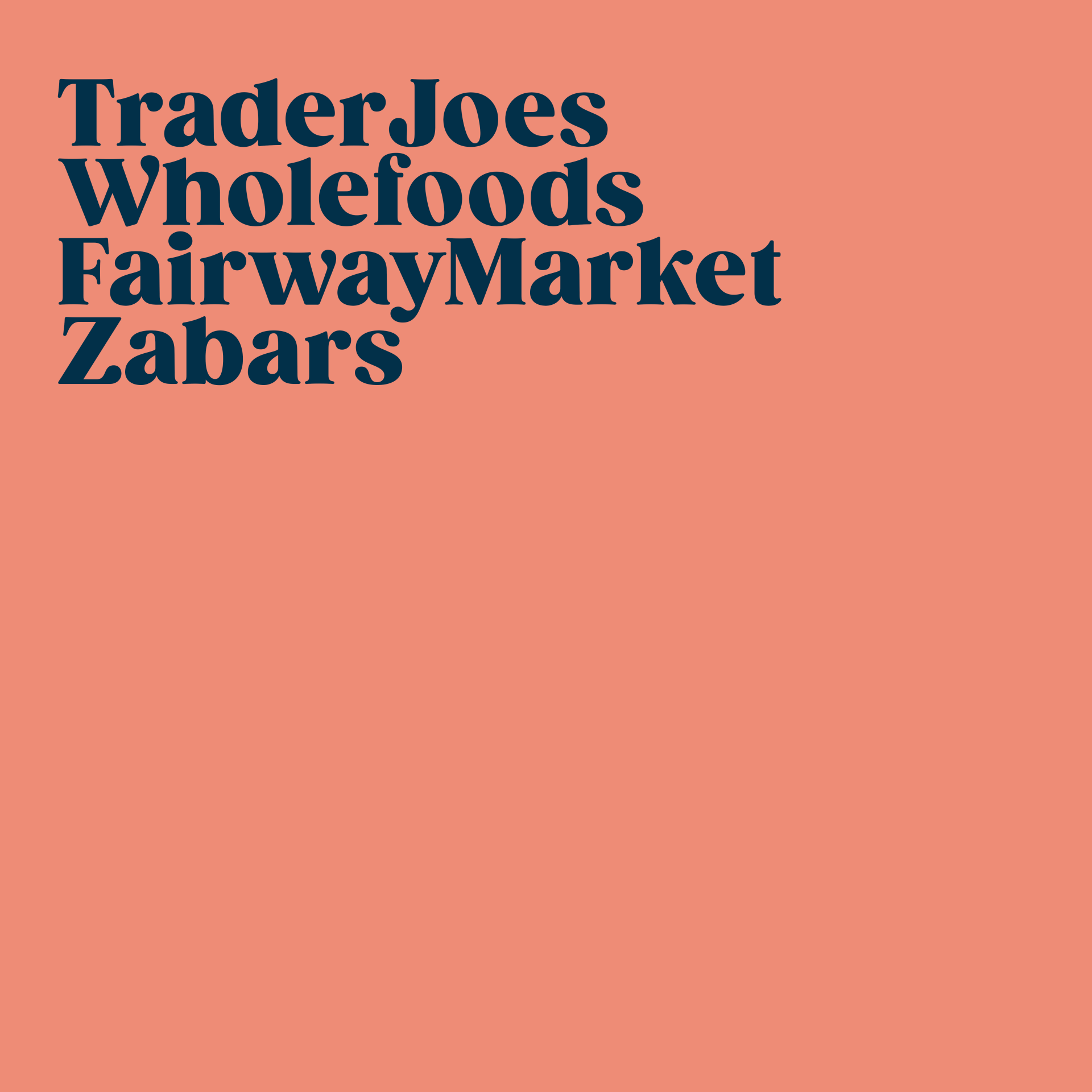 The logo for trader joes wholefoods fairway market zabar 's