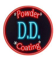 A circular logo with a black background and red border. It reads 