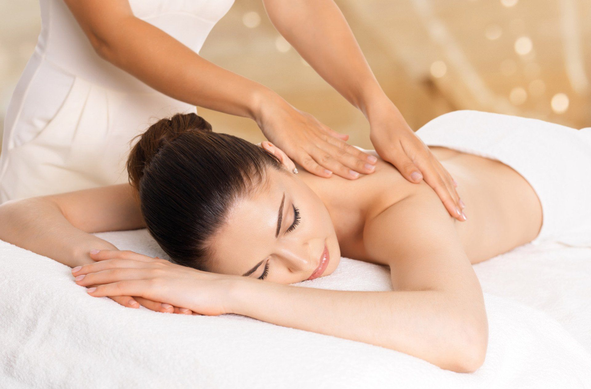 Woman Having Massage — La Mesa, CA — Pret-A-Porter Salon & Spa