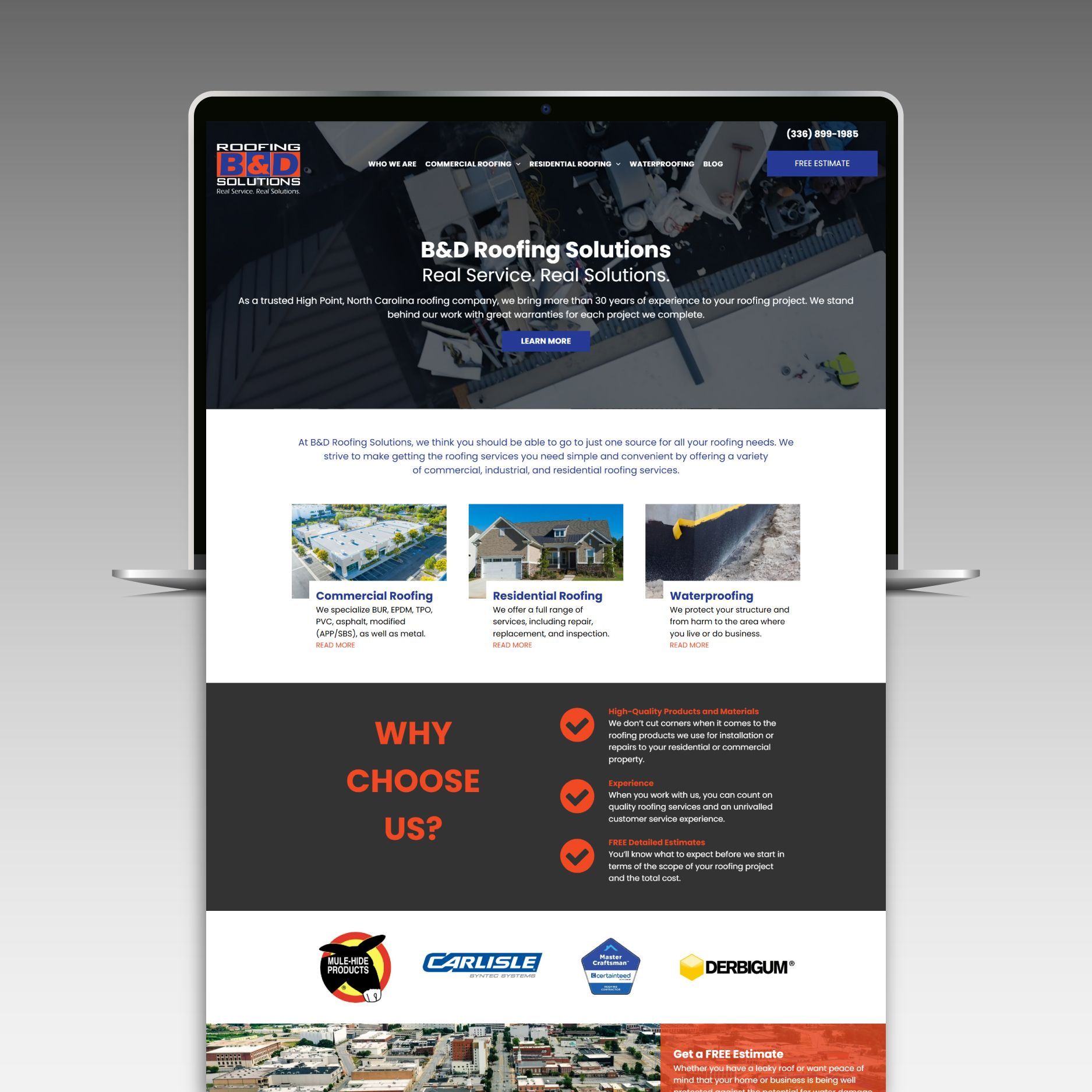 B&D Roofing Website