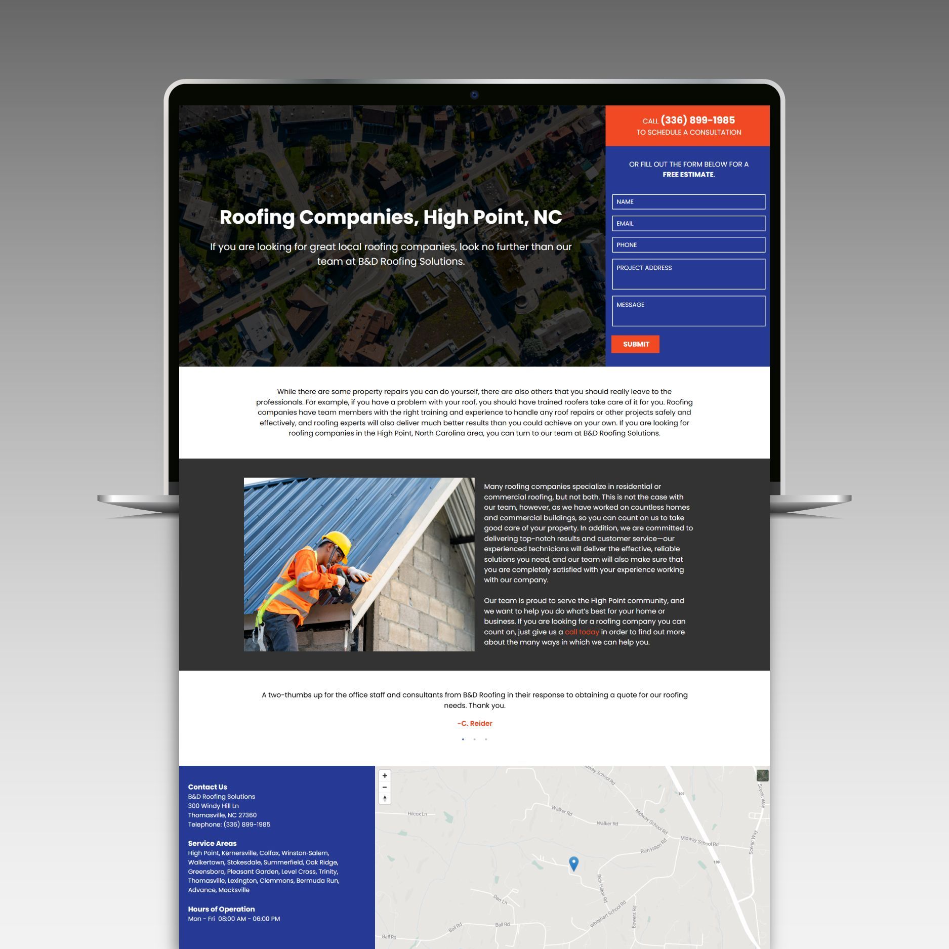 B&D Roofing Website
