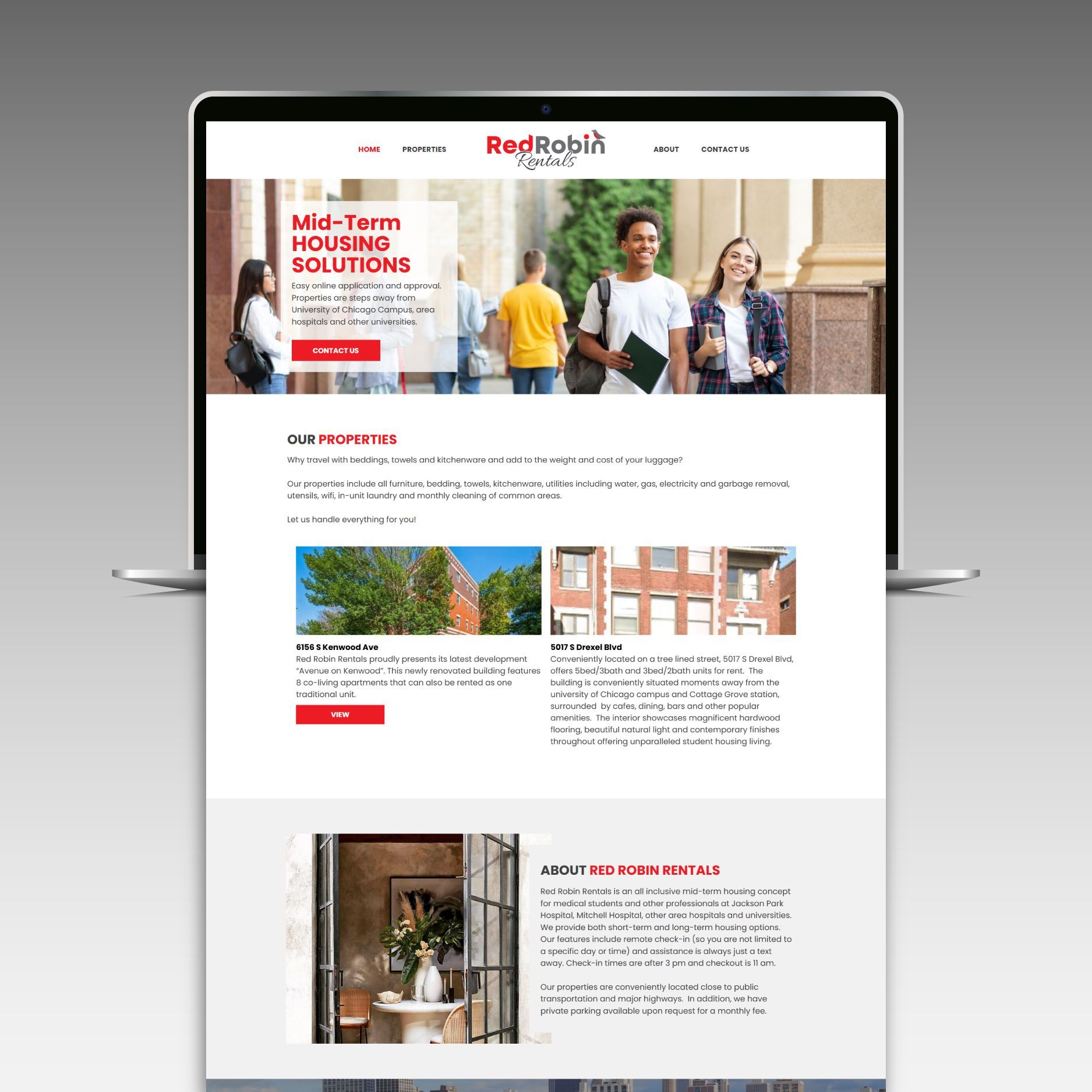 Red Robin Rentals website