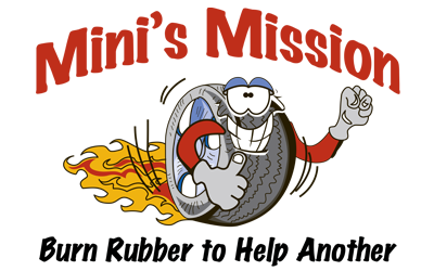A logo for mini 's mission burn rubber to help another