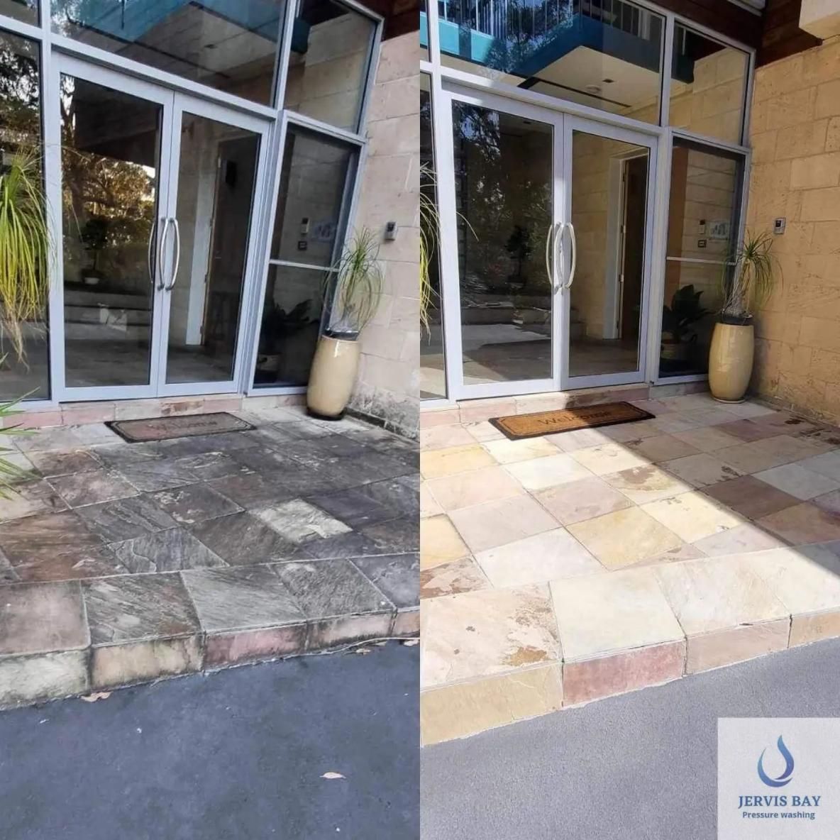 Before And After Photo Of A Building's Entrance — Jervis Bay Pressure Washing & Property Maintenance In Sanctuary Point, NSW