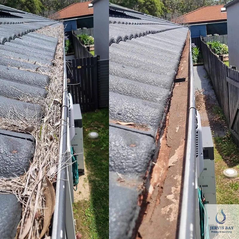 Before And After Of A Roof Maintenance Cleaning — Jervis Bay Pressure Washing & Property Maintenance in Sanctuary Point, NSW