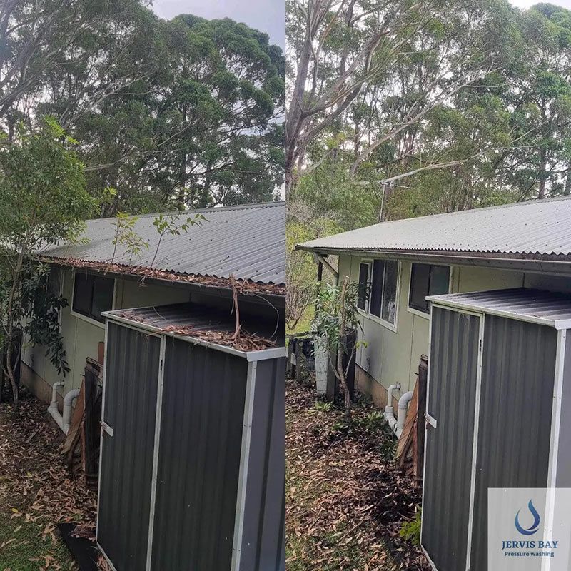 Before And After Of A Home Gutter Cleaning — Jervis Bay Pressure Washing & Property Maintenance in Vincentia, NSW