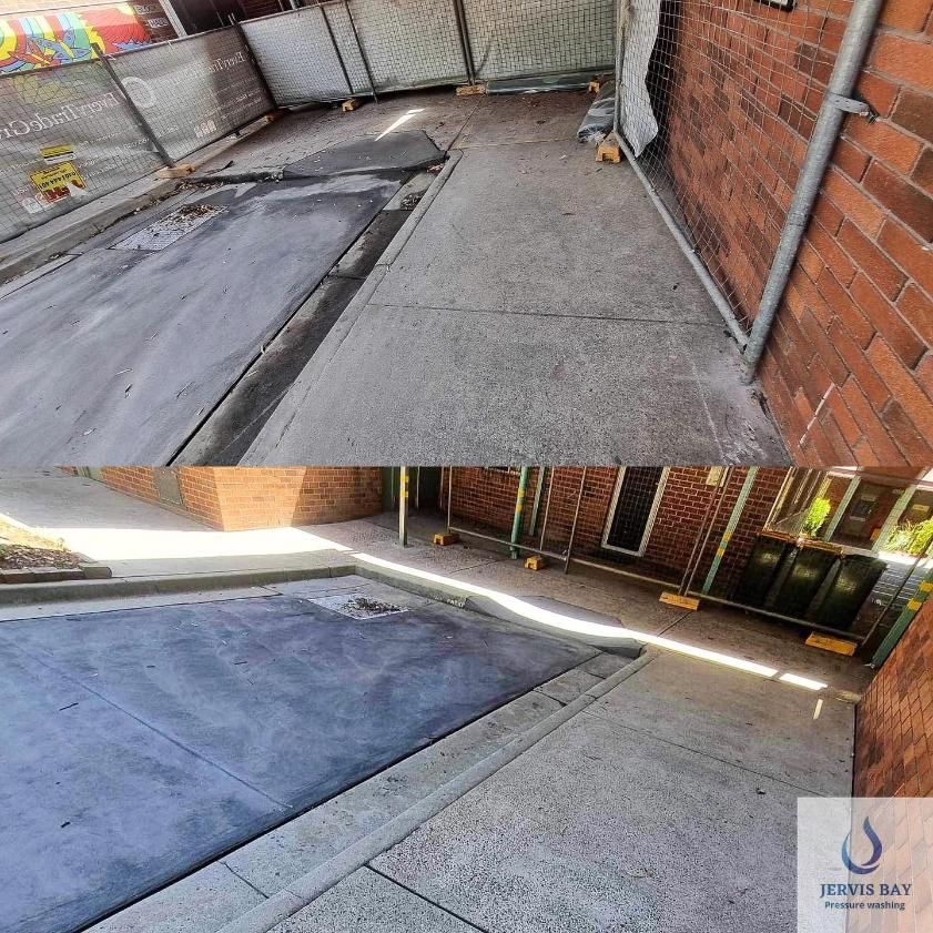 A Before And After Photo Of A Concrete Walkway — Jervis Bay Pressure Washing & Property Maintenance In Sanctuary Point, NSW