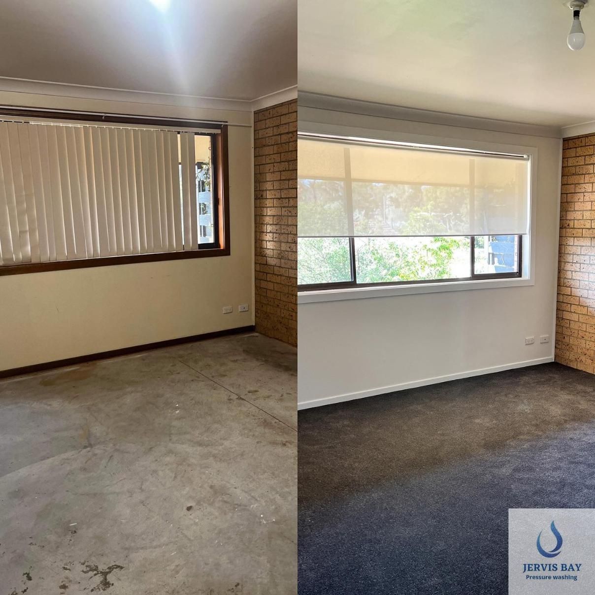 A Before And After Photo Of A Living Room — Jervis Bay Pressure Washing & Property Maintenance In Culburra, NSW