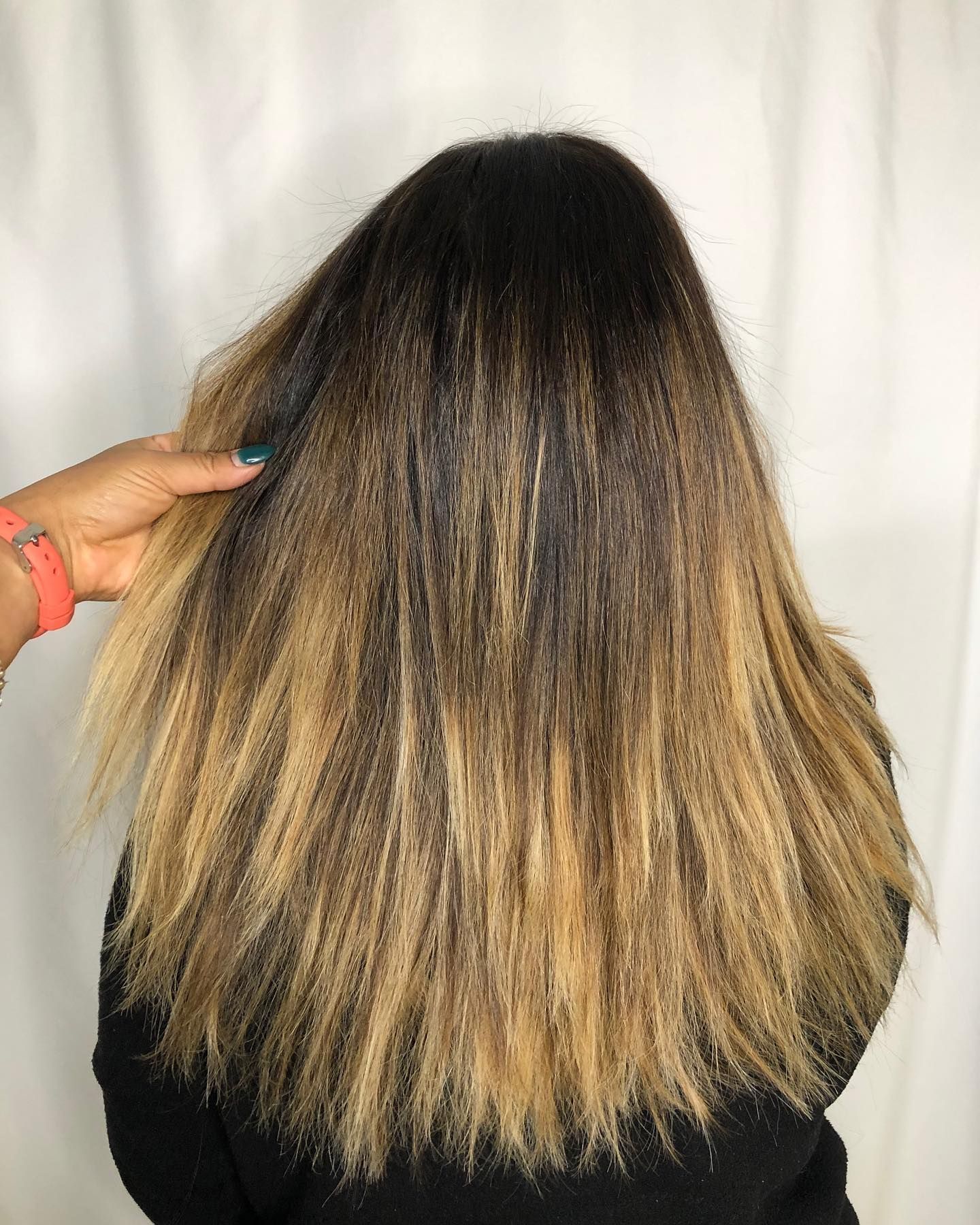 hand holding a hair with color 