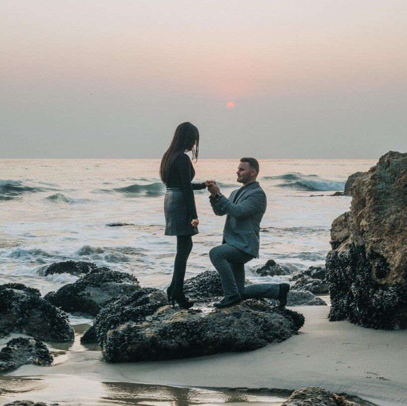 beach marriage proposal ash scattering ceremony